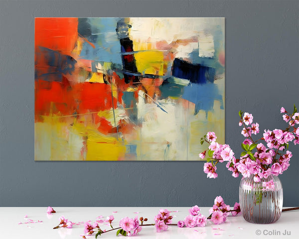 Acrylic Paintings on Canvas, Large Paintings Behind Sofa, Palette Knife Paintings, Abstract Painting for Living Room, Original Modern Paintings-LargePaintingArt.com