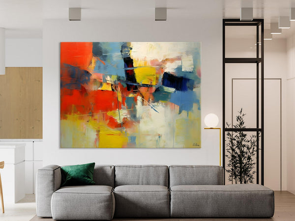 Acrylic Paintings on Canvas, Large Paintings Behind Sofa, Palette Knife Paintings, Abstract Painting for Living Room, Original Modern Paintings-LargePaintingArt.com