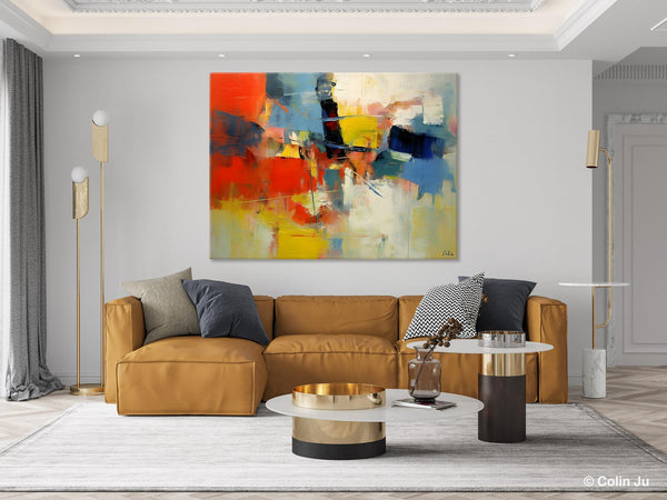 Acrylic Paintings on Canvas, Large Paintings Behind Sofa, Palette Knife Paintings, Abstract Painting for Living Room, Original Modern Paintings-LargePaintingArt.com
