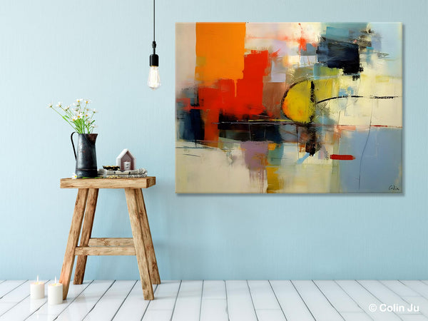 Acrylic Painting for Bedroom, Modern Canvas Painting, Palette Knife Artwork, Original Abstract Acrylic Paintings, Hand Painted Canvas Art-LargePaintingArt.com