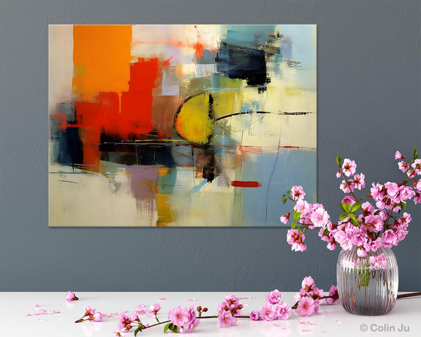 Acrylic Painting for Bedroom, Modern Canvas Painting, Palette Knife Artwork, Original Abstract Acrylic Paintings, Hand Painted Canvas Art-LargePaintingArt.com