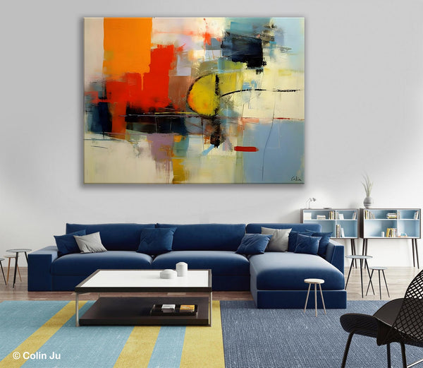 Acrylic Painting for Bedroom, Modern Canvas Painting, Palette Knife Artwork, Original Abstract Acrylic Paintings, Hand Painted Canvas Art-LargePaintingArt.com