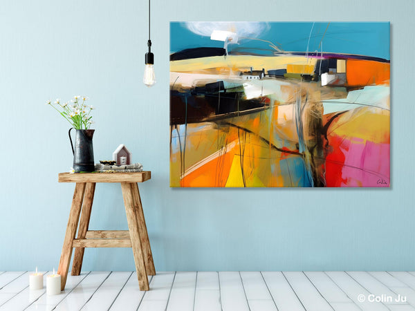 Wall Art Paintings, Simple Landscape Abstract Painting, Original Acrylic Paintings on Canvas, Large Paintings for Bedroom, Buy Paintings Online-LargePaintingArt.com