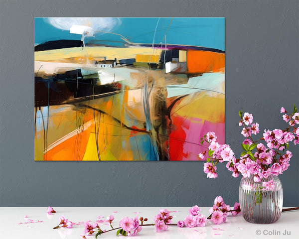 Wall Art Paintings, Simple Landscape Abstract Painting, Original Acrylic Paintings on Canvas, Large Paintings for Bedroom, Buy Paintings Online-LargePaintingArt.com