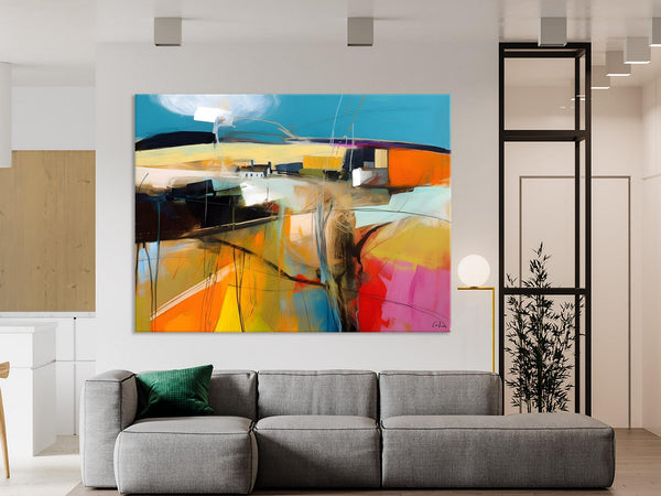 Wall Art Paintings, Simple Landscape Abstract Painting, Original Acrylic Paintings on Canvas, Large Paintings for Bedroom, Buy Paintings Online-LargePaintingArt.com
