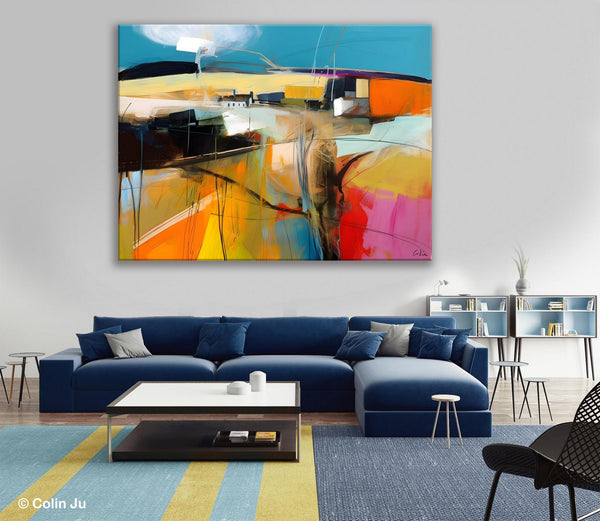 Wall Art Paintings, Simple Landscape Abstract Painting, Original Acrylic Paintings on Canvas, Large Paintings for Bedroom, Buy Paintings Online-LargePaintingArt.com