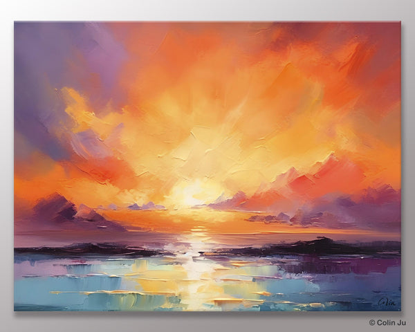 Large Art Painting for Living Room, Original Landscape Canvas Art, Oversized Landscape Wall Art Paintings, Contemporary Acrylic Painting on Canvas-LargePaintingArt.com
