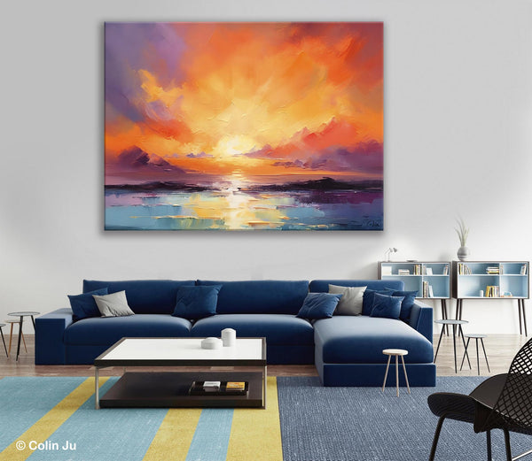Large Art Painting for Living Room, Original Landscape Canvas Art, Oversized Landscape Wall Art Paintings, Contemporary Acrylic Painting on Canvas-LargePaintingArt.com