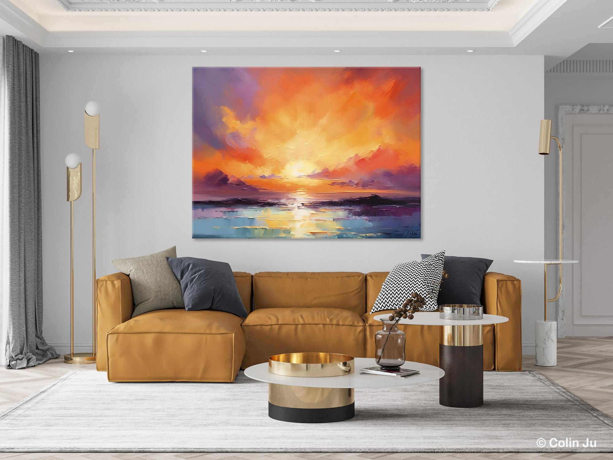 Large Art Painting for Living Room, Original Landscape Canvas Art, Oversized Landscape Wall Art Paintings, Contemporary Acrylic Painting on Canvas-LargePaintingArt.com