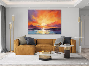Large Art Painting for Living Room, Original Landscape Canvas Art, Oversized Landscape Wall Art Paintings, Contemporary Acrylic Painting on Canvas-LargePaintingArt.com