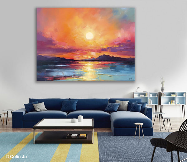 Simple Wall Art Ideas, Original Landscape Abstract Painting, Dining Room Abstract Paintings, Large Landscape Canvas Paintings, Buy Art Online-LargePaintingArt.com