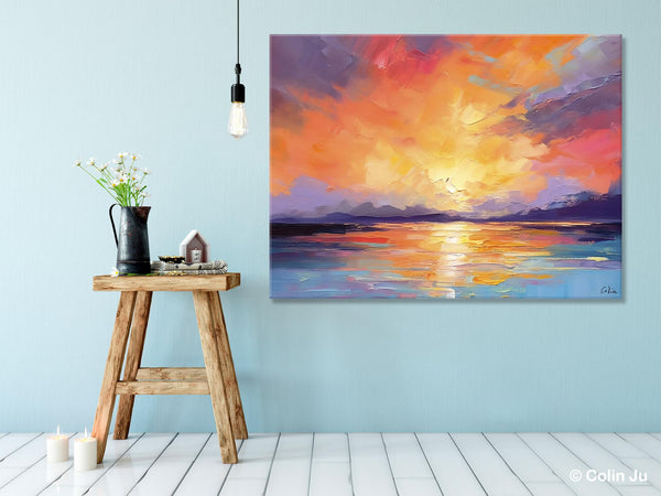 Modern Acrylic Artwork, Original Landscape Wall Art Paintings, Oversized Modern Canvas Paintings, Large Abstract Painting for Dining Room-LargePaintingArt.com