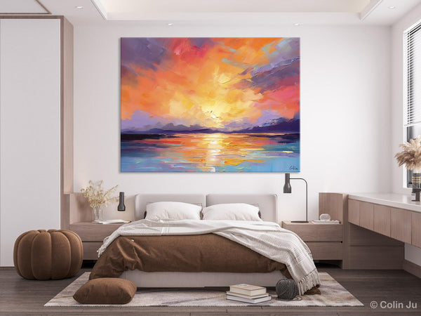 Modern Acrylic Artwork, Original Landscape Wall Art Paintings, Oversized Modern Canvas Paintings, Large Abstract Painting for Dining Room-LargePaintingArt.com