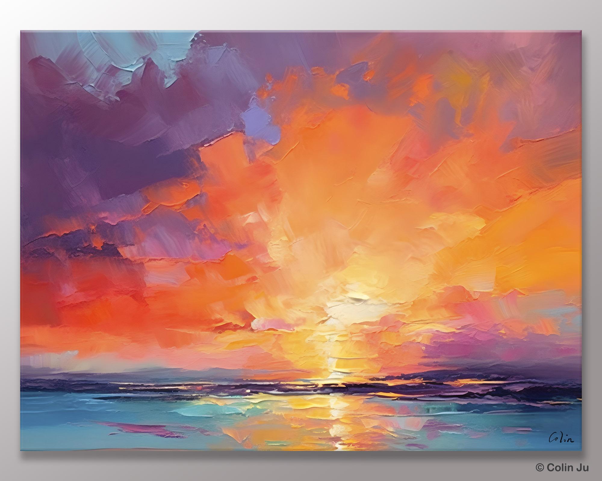 Landscape Acrylic Art, Large Abstract Painting for Living Room, Original Abstract Wall Art, Landscape Canvas Art, Hand Painted Canvas Art-LargePaintingArt.com
