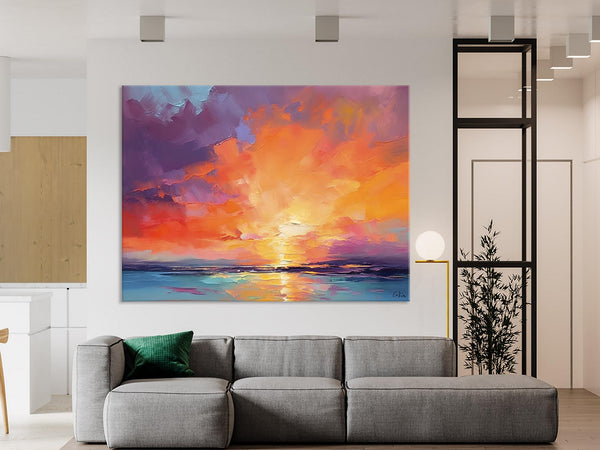 Landscape Acrylic Art, Large Abstract Painting for Living Room, Original Abstract Wall Art, Landscape Canvas Art, Hand Painted Canvas Art-LargePaintingArt.com