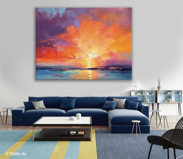 Landscape Acrylic Art, Large Abstract Painting for Living Room, Original Abstract Wall Art, Landscape Canvas Art, Hand Painted Canvas Art-LargePaintingArt.com
