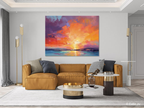 Landscape Acrylic Art, Large Abstract Painting for Living Room, Original Abstract Wall Art, Landscape Canvas Art, Hand Painted Canvas Art-LargePaintingArt.com