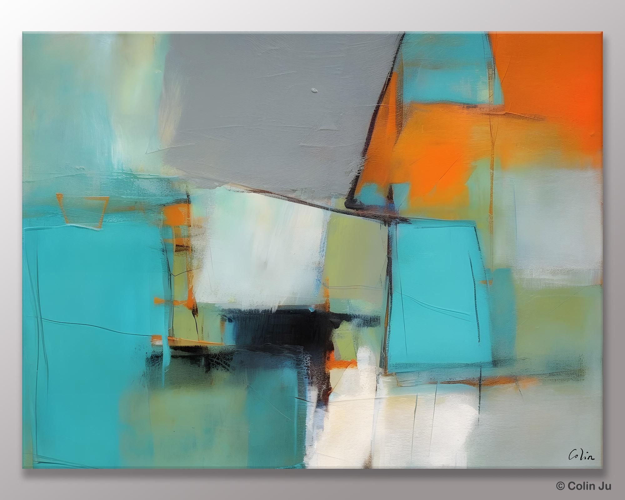Dining Room Canvas Painting, Original Modern Acrylic Paintings, Contemporary Abstract Artwork, Large Canvas Painting for Office-LargePaintingArt.com