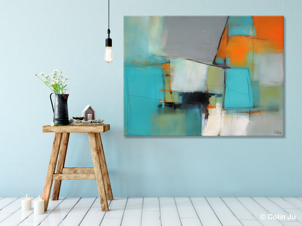 Dining Room Canvas Painting, Original Modern Acrylic Paintings, Contemporary Abstract Artwork, Large Canvas Painting for Office-LargePaintingArt.com