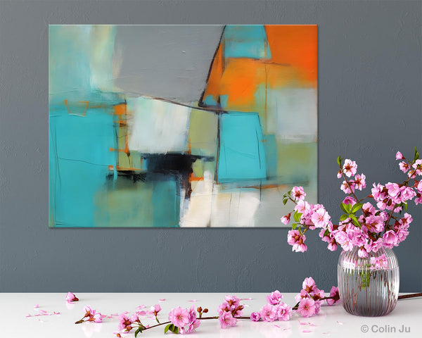 Dining Room Canvas Painting, Original Modern Acrylic Paintings, Contemporary Abstract Artwork, Large Canvas Painting for Office-LargePaintingArt.com