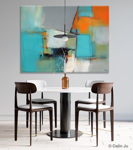 Dining Room Canvas Painting, Original Modern Acrylic Paintings, Contemporary Abstract Artwork, Large Canvas Painting for Office-LargePaintingArt.com