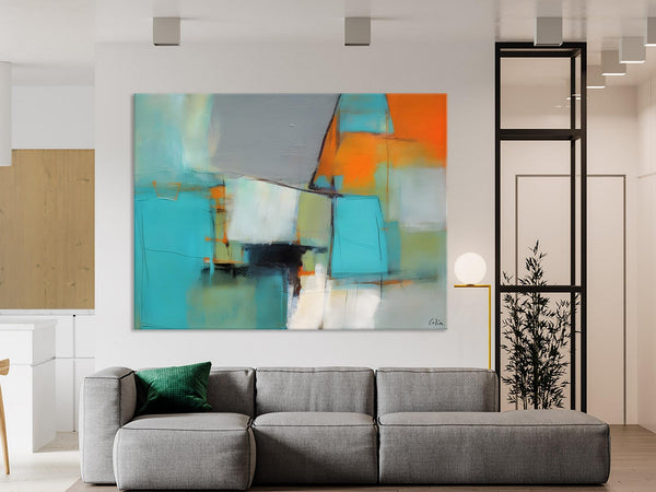 Dining Room Canvas Painting, Original Modern Acrylic Paintings, Contemporary Abstract Artwork, Large Canvas Painting for Office-LargePaintingArt.com