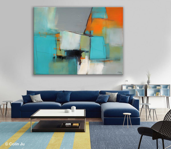 Dining Room Canvas Painting, Original Modern Acrylic Paintings, Contemporary Abstract Artwork, Large Canvas Painting for Office-LargePaintingArt.com