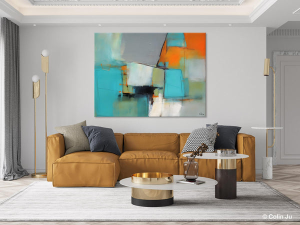 Dining Room Canvas Painting, Original Modern Acrylic Paintings, Contemporary Abstract Artwork, Large Canvas Painting for Office-LargePaintingArt.com