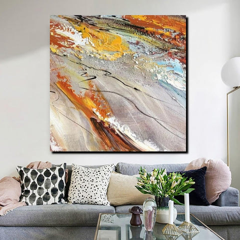 Living Room Modern Paintings, Simple Abstract Paintings, Abstract Contemporary Paintings, Heavy Texture Painting, Hand Painted Canvas Art-LargePaintingArt.com