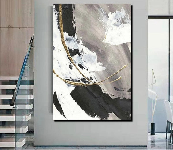 Large Paintings for Living Room, Black Acrylic Paintings, Buy Art Online, Modern Wall Art Ideas, Contemporary Canvas Paintings-LargePaintingArt.com