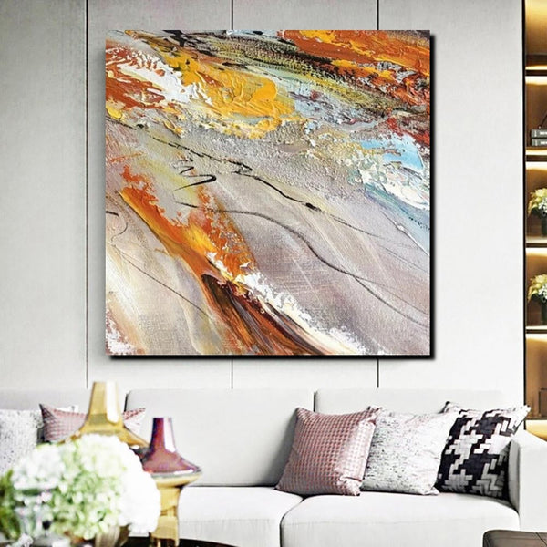 Living Room Modern Paintings, Simple Abstract Paintings, Abstract Contemporary Paintings, Heavy Texture Painting, Hand Painted Canvas Art-LargePaintingArt.com