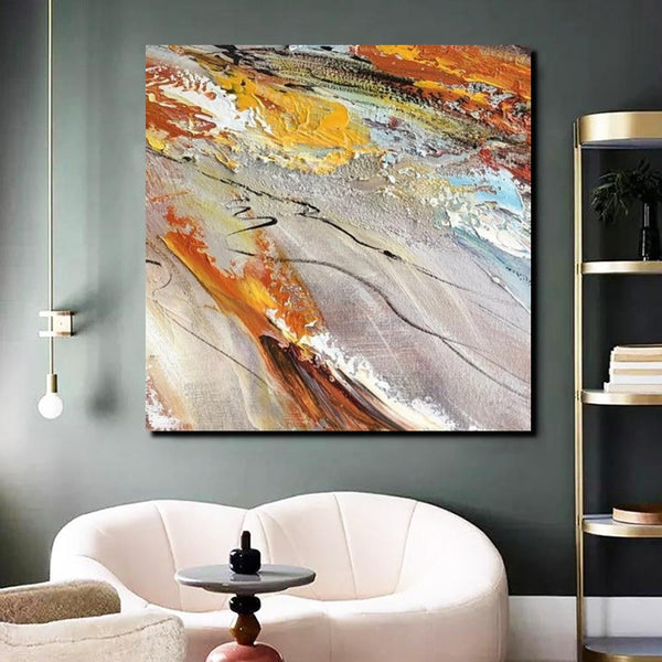 Living Room Modern Paintings, Simple Abstract Paintings, Abstract Contemporary Paintings, Heavy Texture Painting, Hand Painted Canvas Art-LargePaintingArt.com
