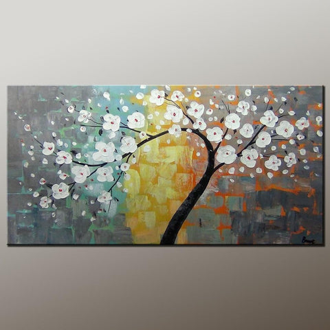 Flower Tree Art, Wall Painting, Abstract Art Painting, Canvas Wall Art, Bedroom Wall Art, Canvas Art, Modern Art, Contemporary Art-LargePaintingArt.com