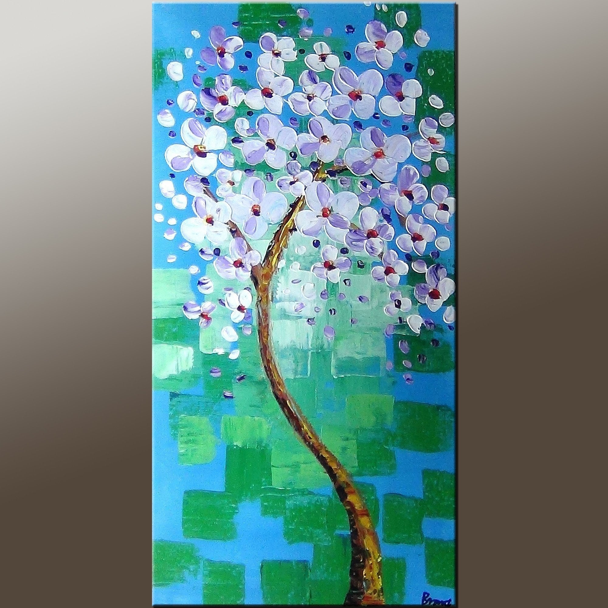 Heavy Texture Painting, Modern Art, Flower Art, Acrylic Painting, Abstract Art Painting, Canvas Wall Art, Bedroom Wall Art, Canvas Art, Contemporary Art-LargePaintingArt.com