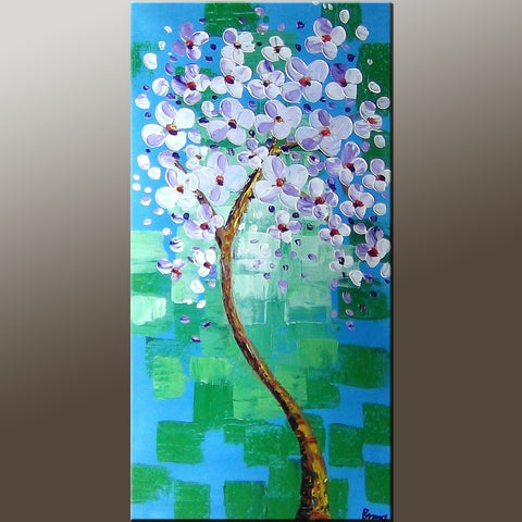 Heavy Texture Painting, Modern Art, Flower Art, Acrylic Painting, Abstract Art Painting, Canvas Wall Art, Bedroom Wall Art, Canvas Art, Contemporary Art-LargePaintingArt.com
