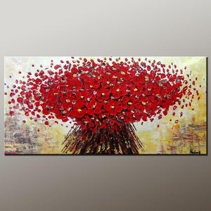 Heavy Texture Painting, Modern Art, Flower Art, Canvas Wall Art, Dining Room Wall Art, Canvas Art, Contemporary Art-LargePaintingArt.com