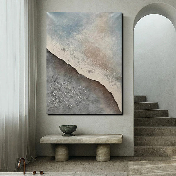 Bedroom Wall Art Ideas, Abstract Seashore Painting, Acrylic Canvas Paintings for Living Room, Simple Wall Art Ideas, Contemporary Paintings-LargePaintingArt.com