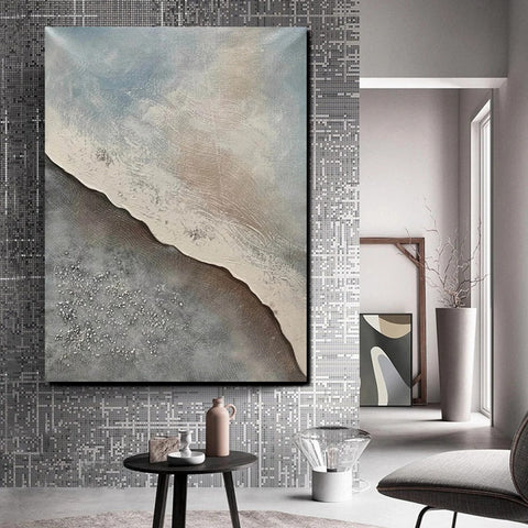 Bedroom Wall Art Ideas, Abstract Seashore Painting, Acrylic Canvas Paintings for Living Room, Simple Wall Art Ideas, Contemporary Paintings-LargePaintingArt.com