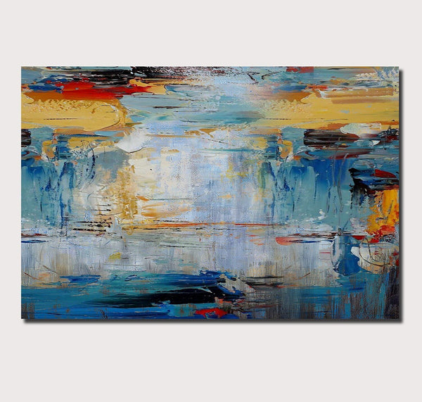 Acrylic Paintings for Living Room, Large Simple Modern Art, Blue Abstract Acrylic Painting, Contemporary Wall Art Paintings-LargePaintingArt.com