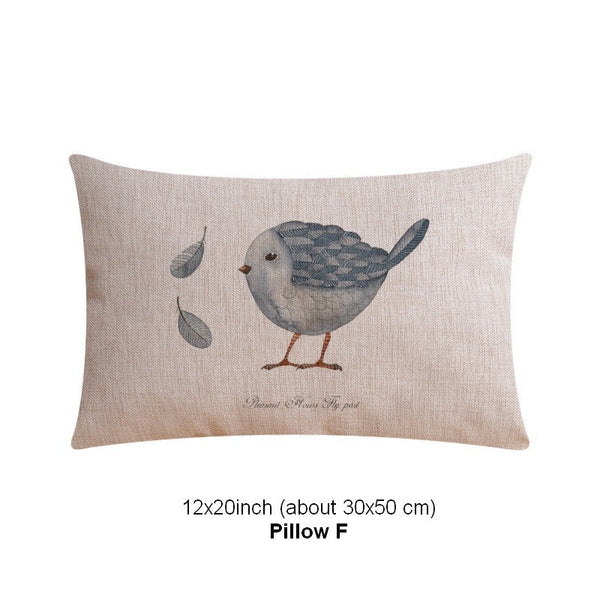 Love Birds Throw Pillows for Couch, Simple Decorative Pillow Covers, Decorative Sofa Pillows for Children's Room, Singing Birds Decorative Throw Pillows-LargePaintingArt.com