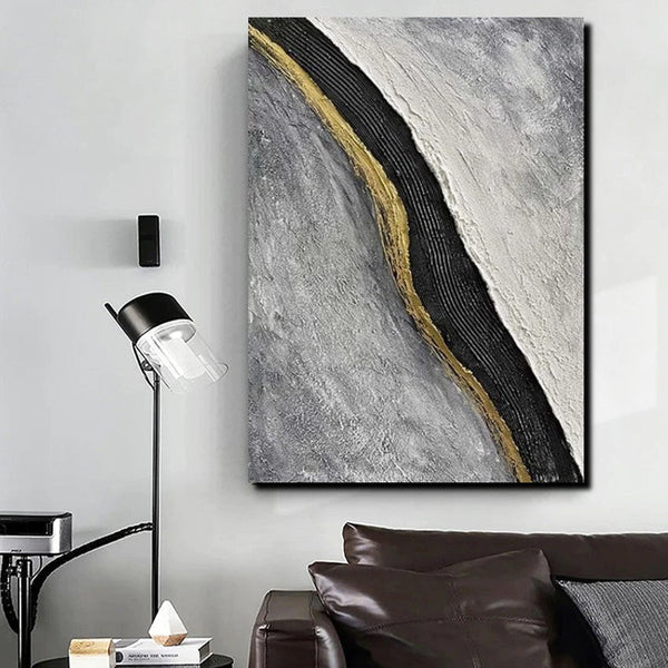 Bedroom Wall Art Ideas, Black Abstract Painting, Acrylic Canvas Paintings for Living Room, Simple Wall Art Ideas, Buy Paintings Online-LargePaintingArt.com