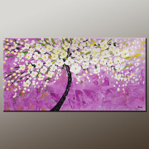 Heavy Texture Painting, Floral Art, Oil Painting, Flower Painting, Canvas Wall Art, Bedroom Wall Art, Canvas Art, Modern Art, Contemporary Art-LargePaintingArt.com