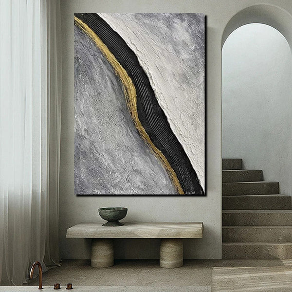 Bedroom Wall Art Ideas, Black Abstract Painting, Acrylic Canvas Paintings for Living Room, Simple Wall Art Ideas, Buy Paintings Online-LargePaintingArt.com