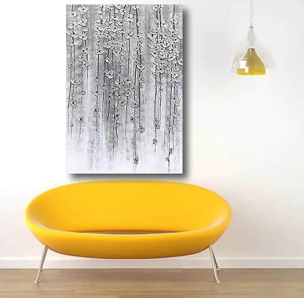 Abstract Flower Painting, Flower Acrylic Painting, Canvas Painting Flower, Paintings for Bedroom, Simple Modern Acrylic Paintings-LargePaintingArt.com