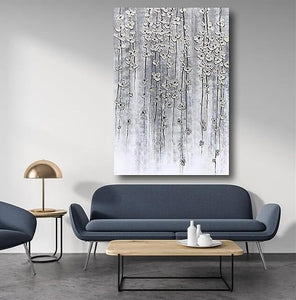 Abstract Flower Painting, Flower Acrylic Painting, Canvas Painting Flower, Paintings for Bedroom, Simple Modern Acrylic Paintings-LargePaintingArt.com
