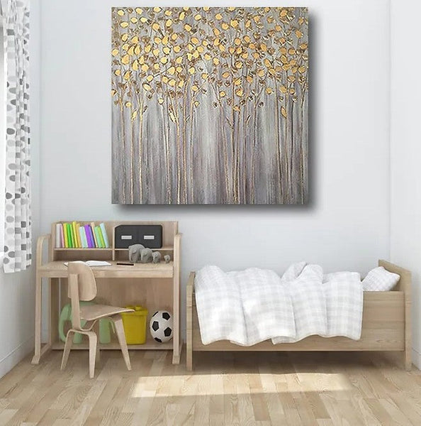 Birch Tree Paintings, Easy Painting Ideas for Bedroom, Acrylic Painting on Canvas, Large Acrylic Canvas Paintings, Huge Painting for Sale-LargePaintingArt.com