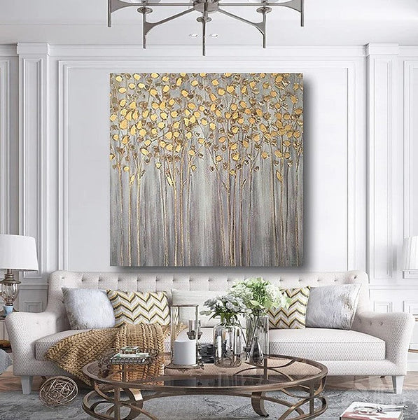 Birch Tree Paintings, Easy Painting Ideas for Bedroom, Acrylic Painting on Canvas, Large Acrylic Canvas Paintings, Huge Painting for Sale-LargePaintingArt.com
