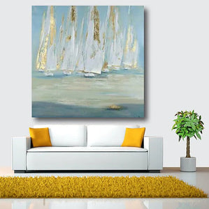 Easy Painting Ideas for Bedroom, Sail Boat Paintings, Acrylic Painting on Canvas, Large Acrylic Canvas Painting, Oversized Canvas Painting for Sale-LargePaintingArt.com