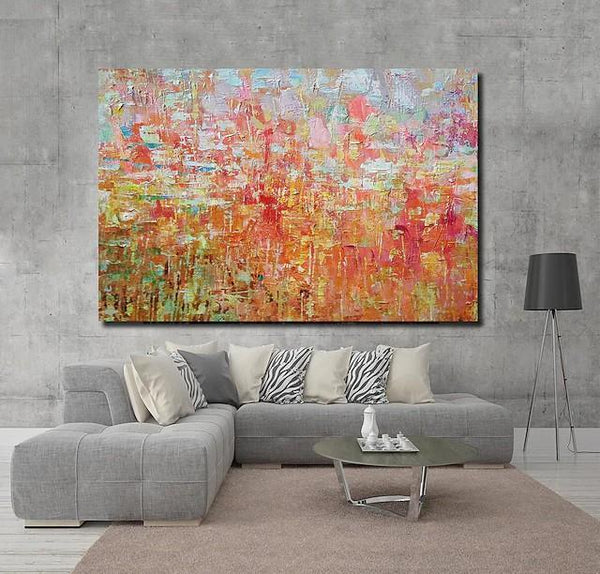 Palette Knife Paintings, Hand Painted Canvas Art, Simple Painting Ideas for Bedroom, Modern Paintings for Living Room-LargePaintingArt.com