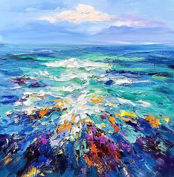 Heavy Texture Paintings, Palette Knife Paniting, Acrylic Painting on Canvas, Modern Acrylic Canvas Painting, Oversized Wall Art Painting for Sale-LargePaintingArt.com